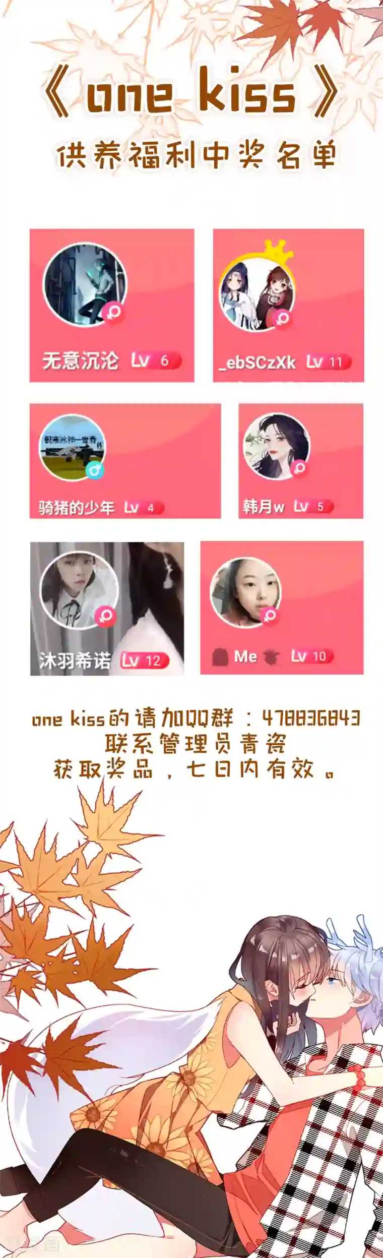 One Kiss A Day12月2日供养中奖名单