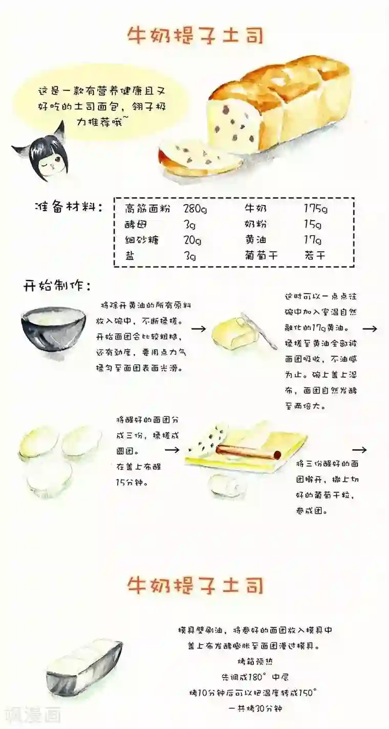 翎子的吃货部落第69话 牛奶提子土司