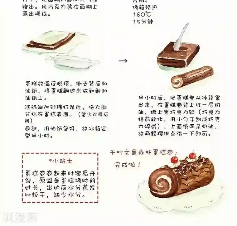 翎子的吃货部落第77话 千叶文黑森林蛋糕卷