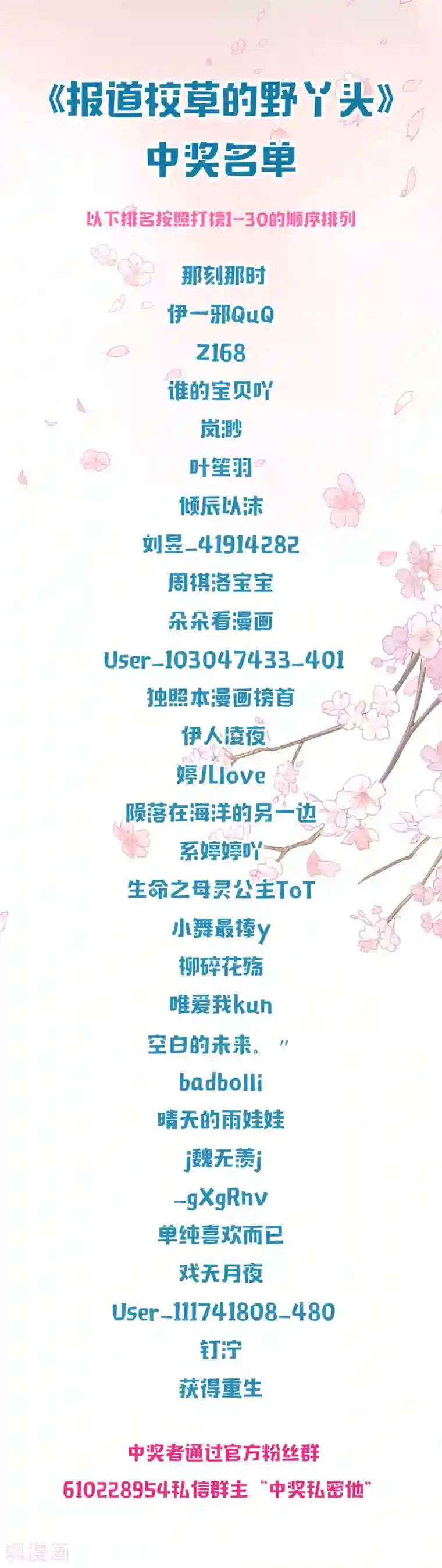 霸道校草的野丫头6月20日活动抽奖公布