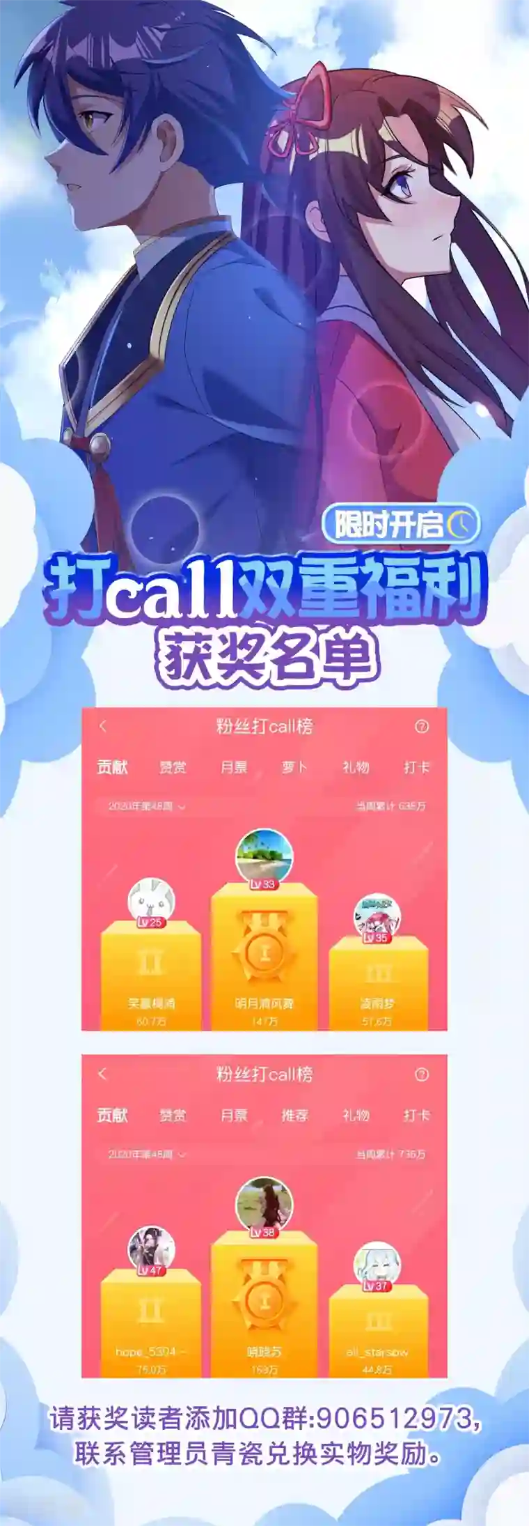 天醒之路打call福利获奖名单