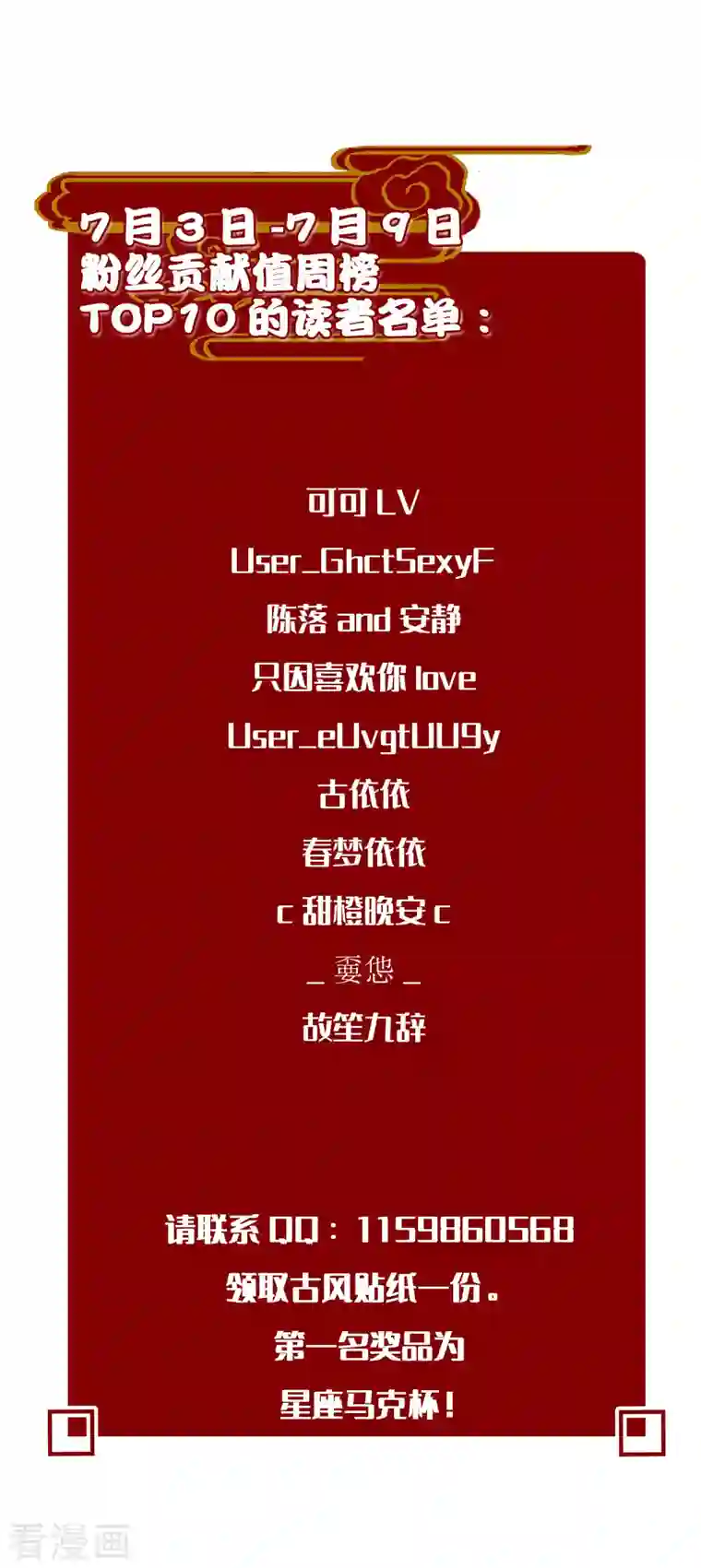 仵作王妃路子野开奖·7月贡献周榜top1