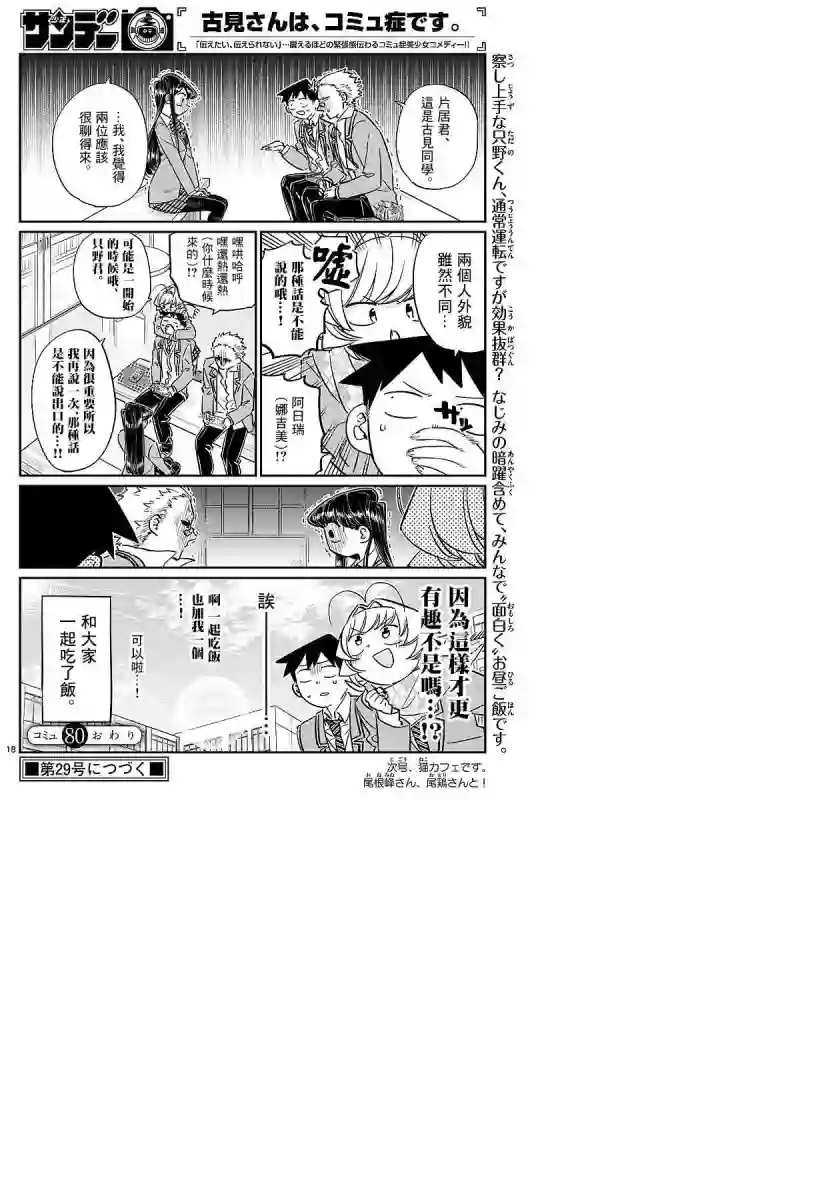 古见同学有交流障碍症第80话 邀请吃午饭