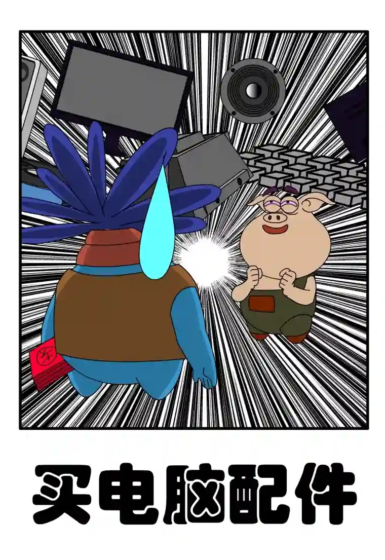 呆呆和瓜瓜买电脑配件