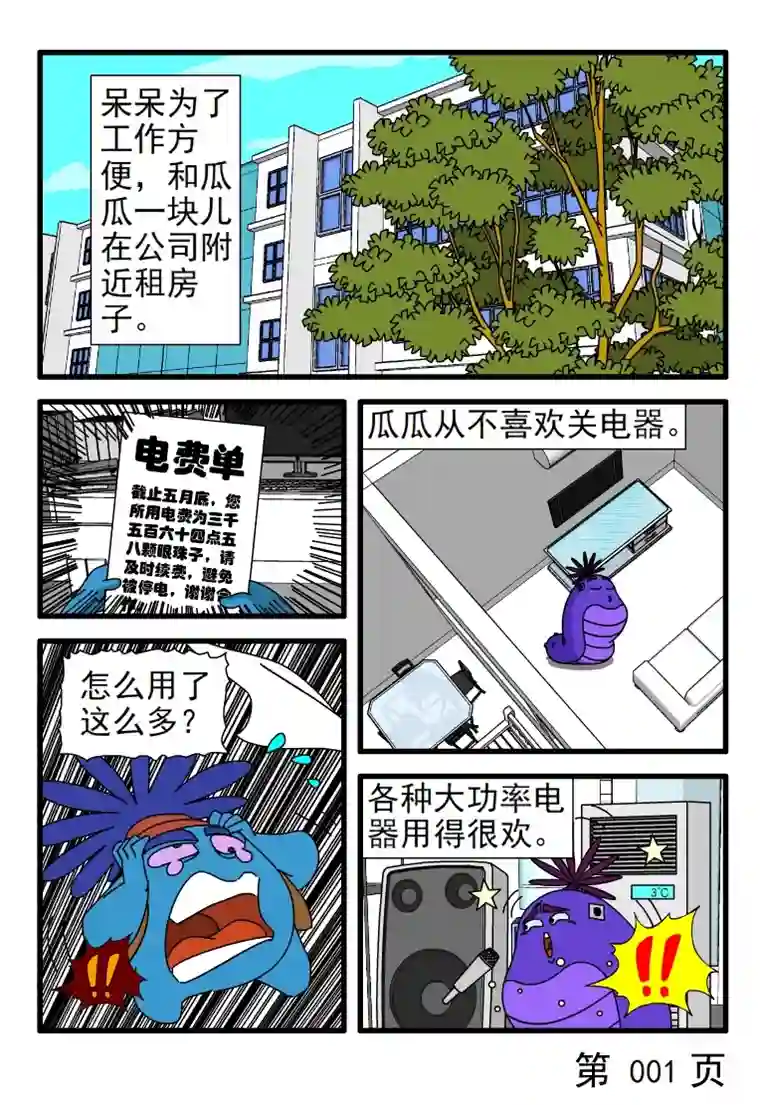 呆呆和瓜瓜节约用电