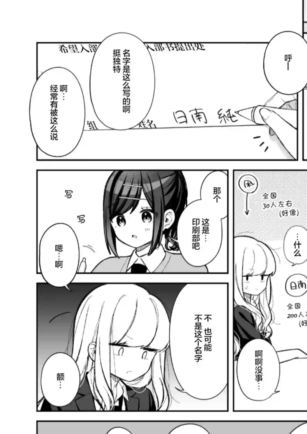 今天的前辈与后辈姓名与入部申请书