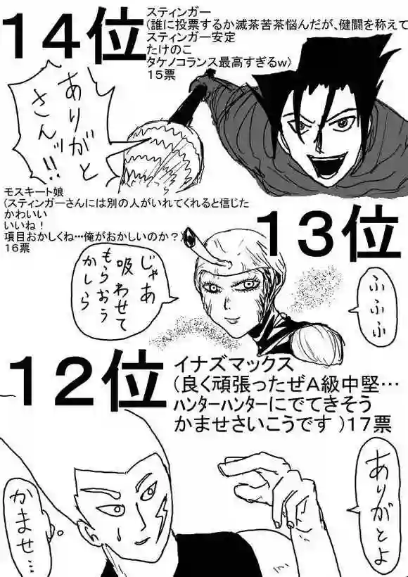 一拳超人原作人气投票←