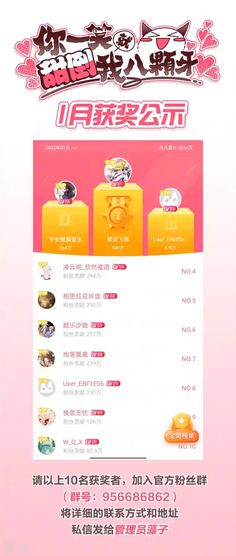 你一笑就甜倒我八颗牙1月活动公示
