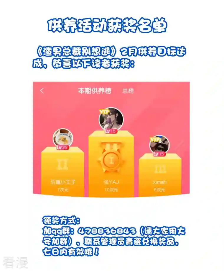 渣男总裁别想逃二月供养获奖名单