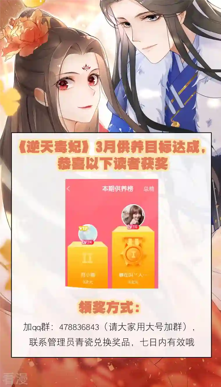 逆天毒妃2022年3月供养获奖名单