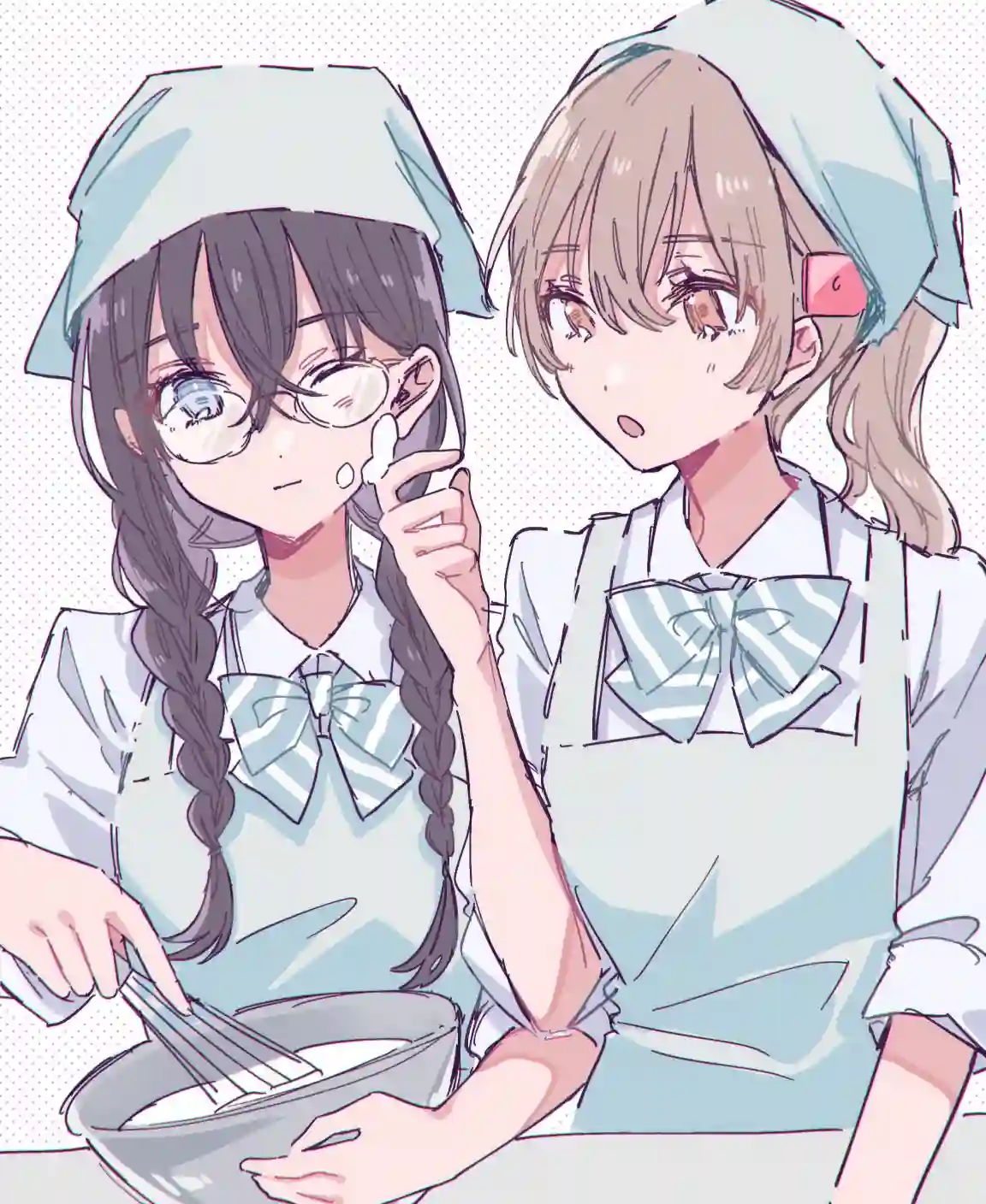 小森同学与吉泽同学真是的、脸颊上沾到奶油了哦