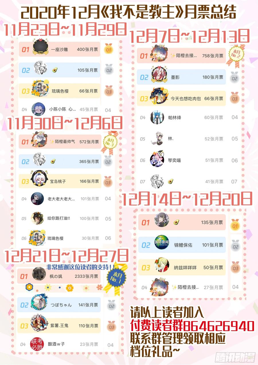 我不是教主元旦新月票福利