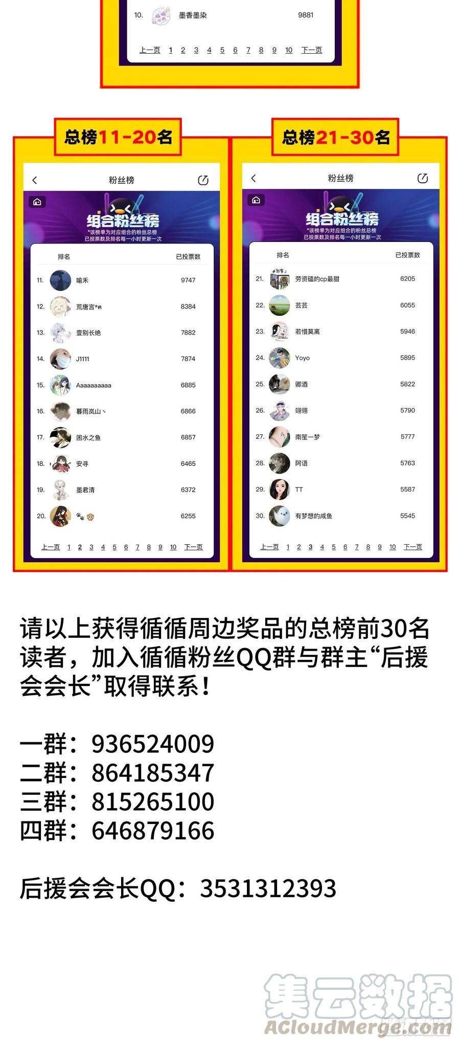 循循念靖组合PK赛助力票总榜前30名单