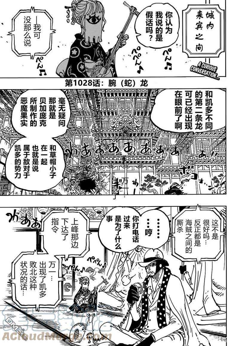 海贼王1028话 腕（蛇）龙