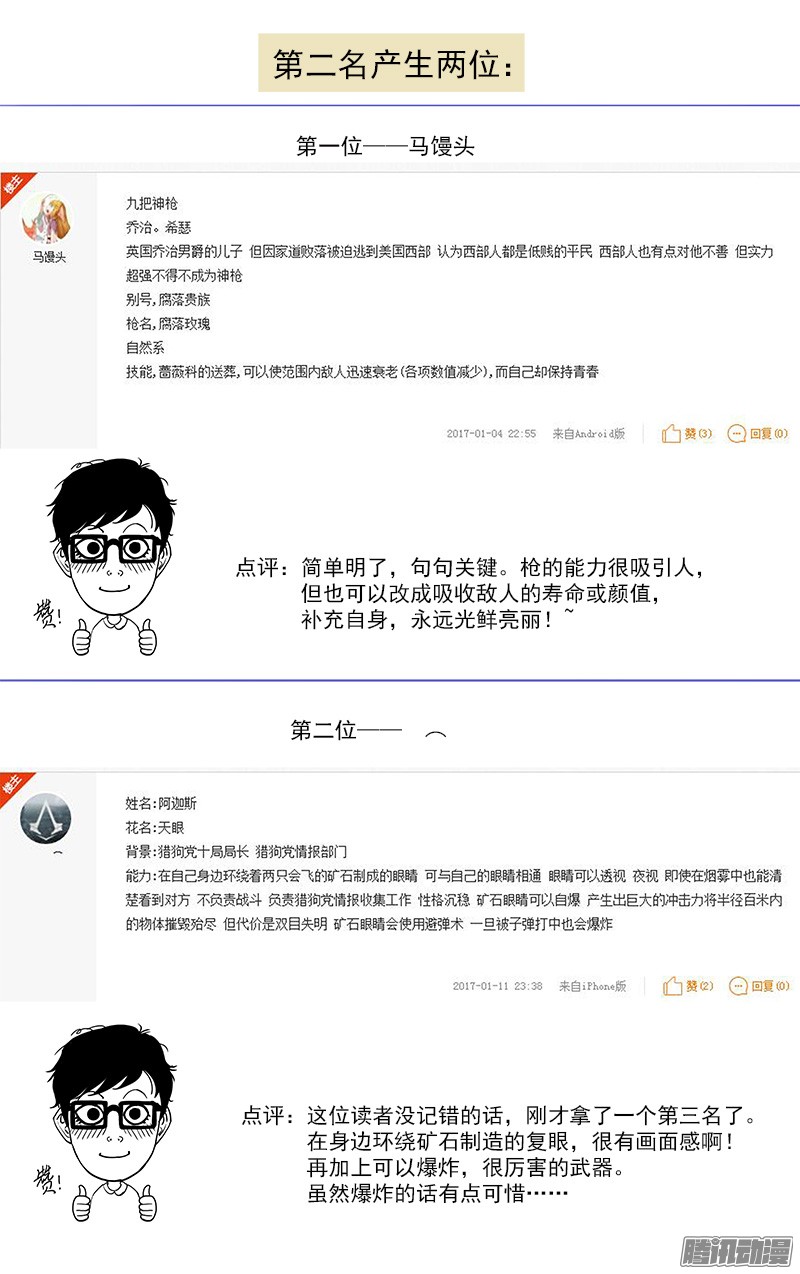 铳火第一届读者人设评选