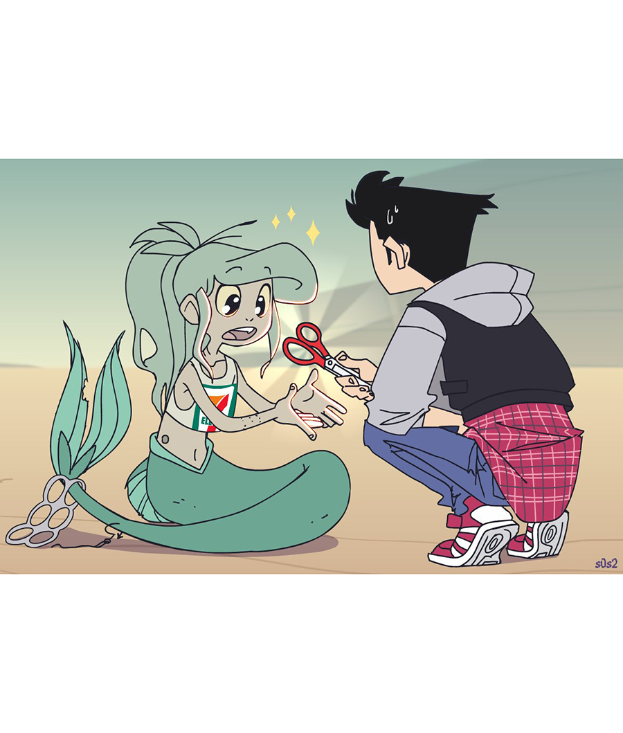 被海洋垃圾污染后的小美人鱼第21话