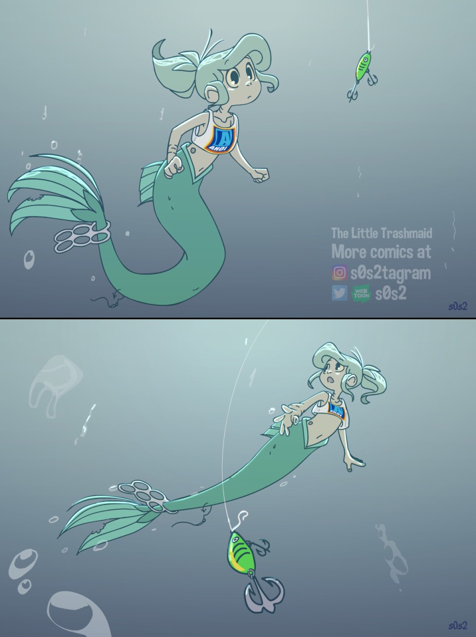 被海洋垃圾污染后的小美人鱼第54话