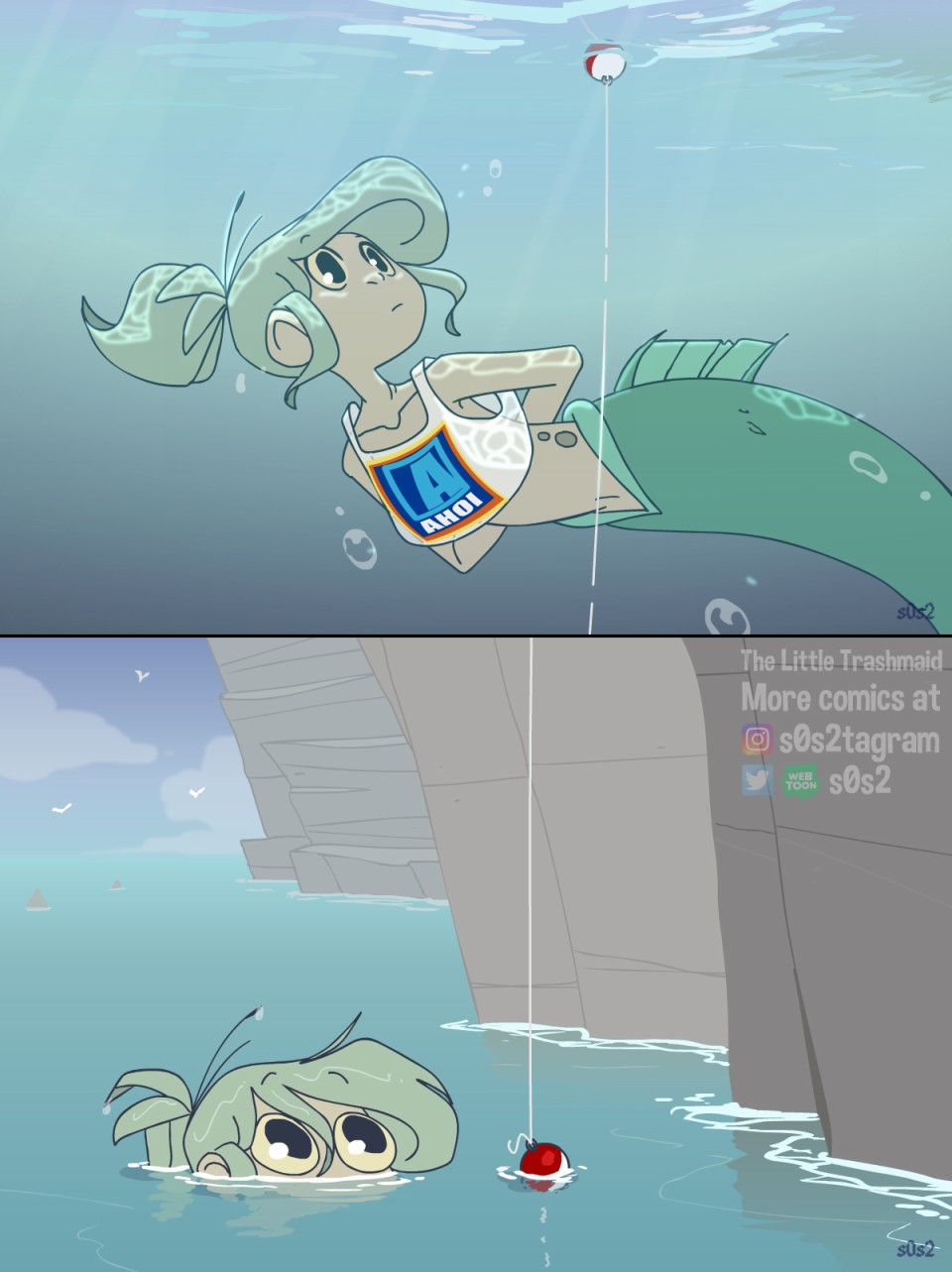 被海洋垃圾污染后的小美人鱼第54话