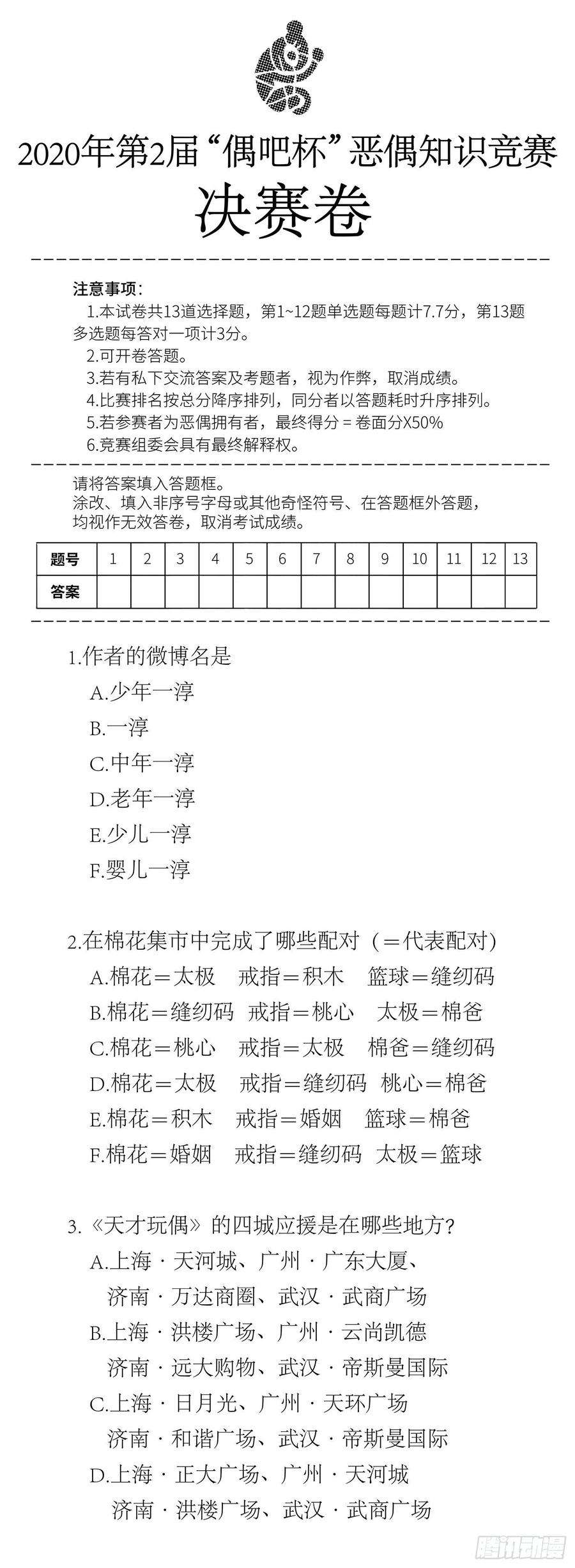 恶偶 (天才玩偶)2届恶偶知识大赛颁奖晚会！